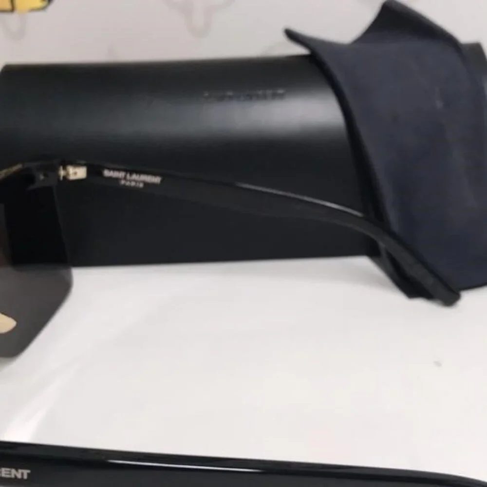New Authentic Saint Laurent SL 537 Palace 001 – Black & Gold Shield Sunglasses - Picture 13 of 15